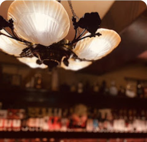 Chandelier above the back bar