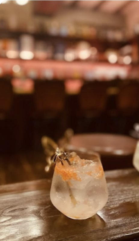 Gin and soda on the wooden counter